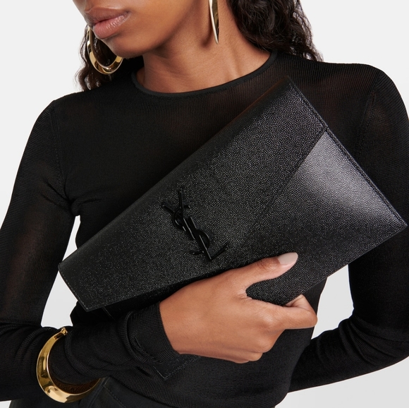NEW! YSL Saint Laurent UPTOWN POUCH GRAIN DE POUDRE EMBOSSED LEATHER MSRP $725! - Picture 3 of 17
